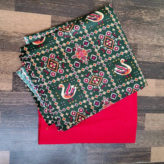 Green Red Patola Print Top Bottom set