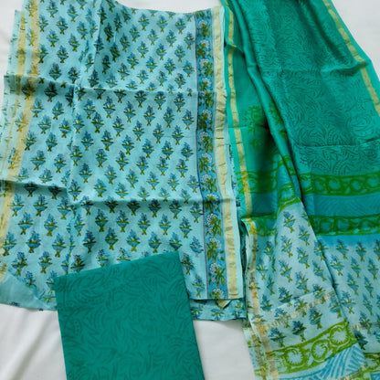 Chanderi Bagru Block Print Dress Material