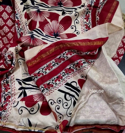 Hand Block Print Chanderi Saree with Blouse