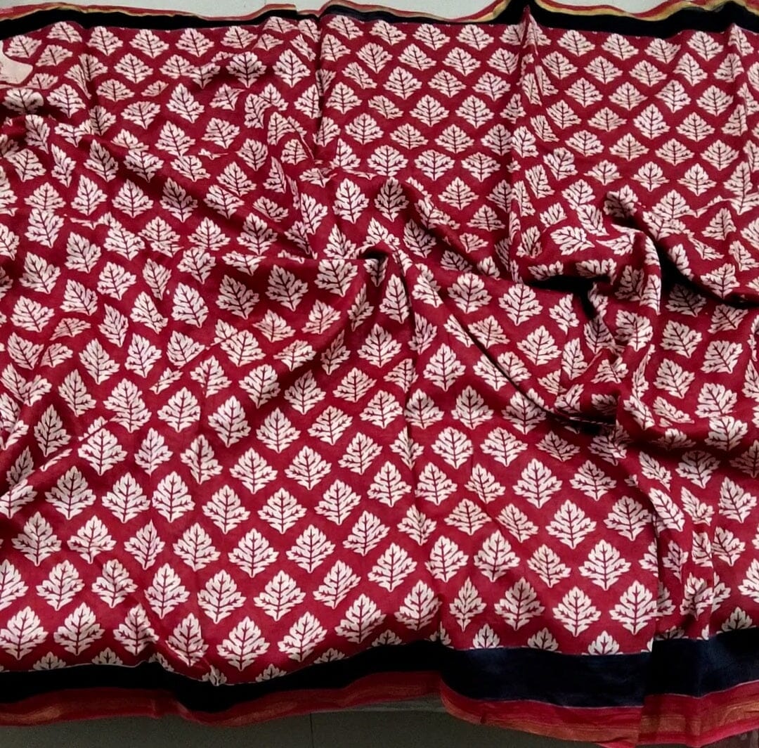 Hand Block Print Chanderi Saree with Blouse