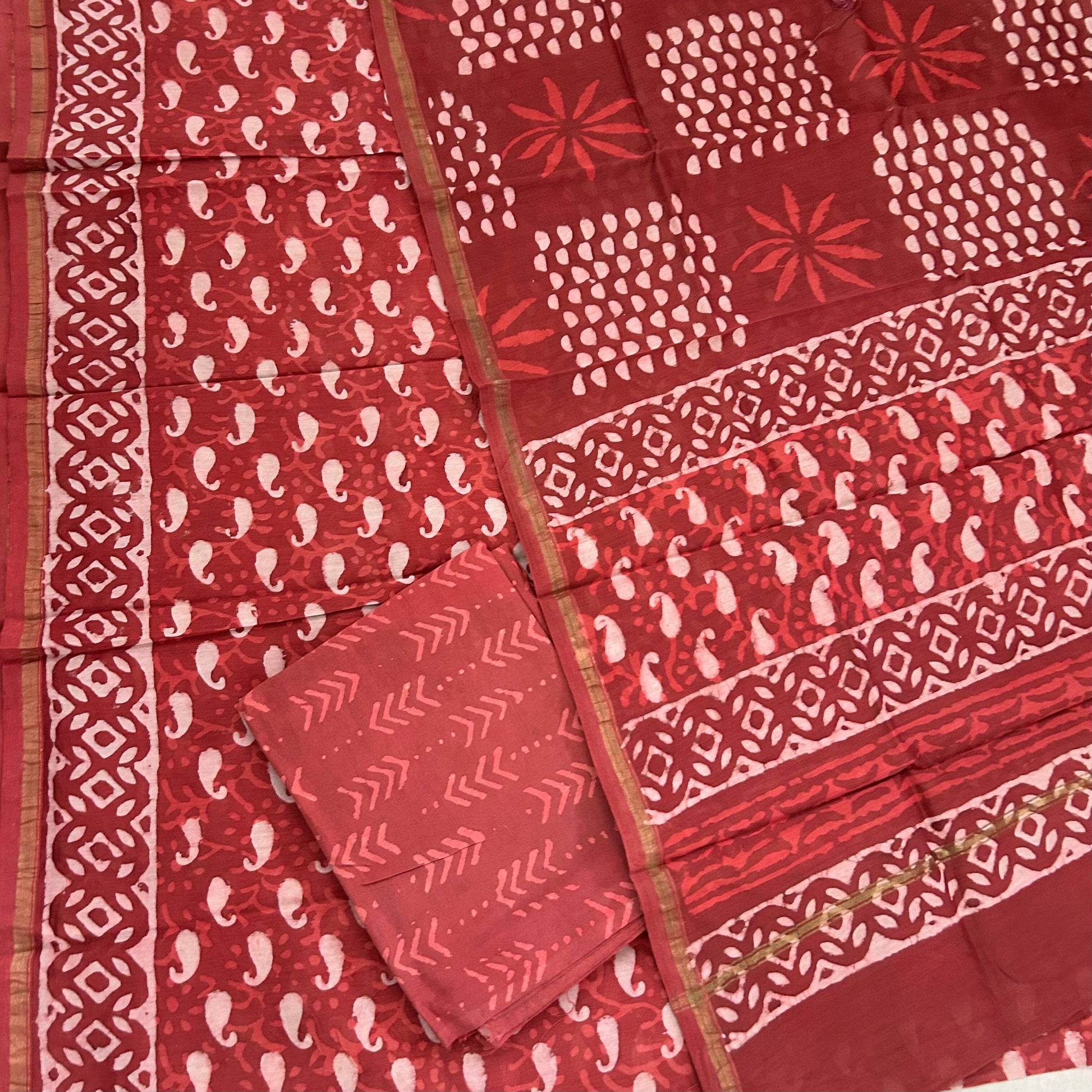 Hand BlockPrint Chanderi Silk Salwar Suit