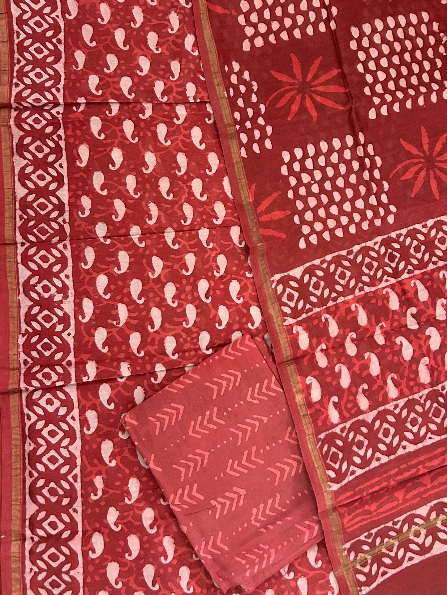 Hand BlockPrint Chanderi Silk Salwar Suit