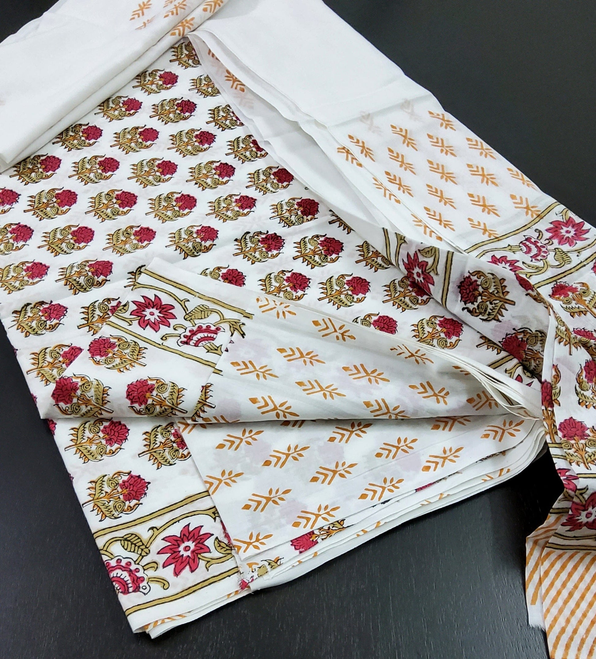 Hand Block Print Cotton Dress Material with Cotton Dupatta