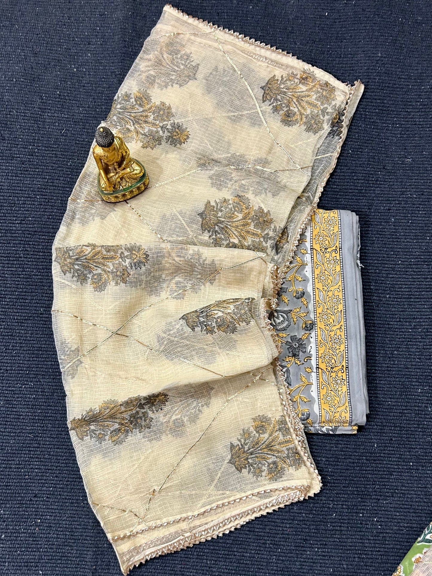 Hand Block Print Cotton Dress Material with Kota Doriya dupatta
