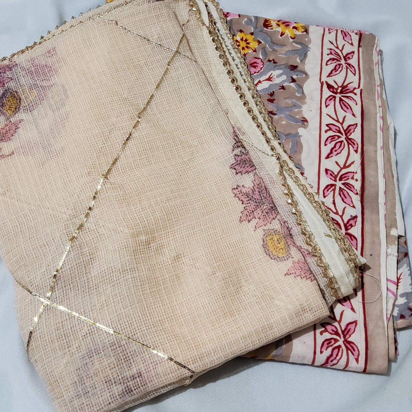 Bagru Printed Cotton Dress Material with Kota Doriya dupatta