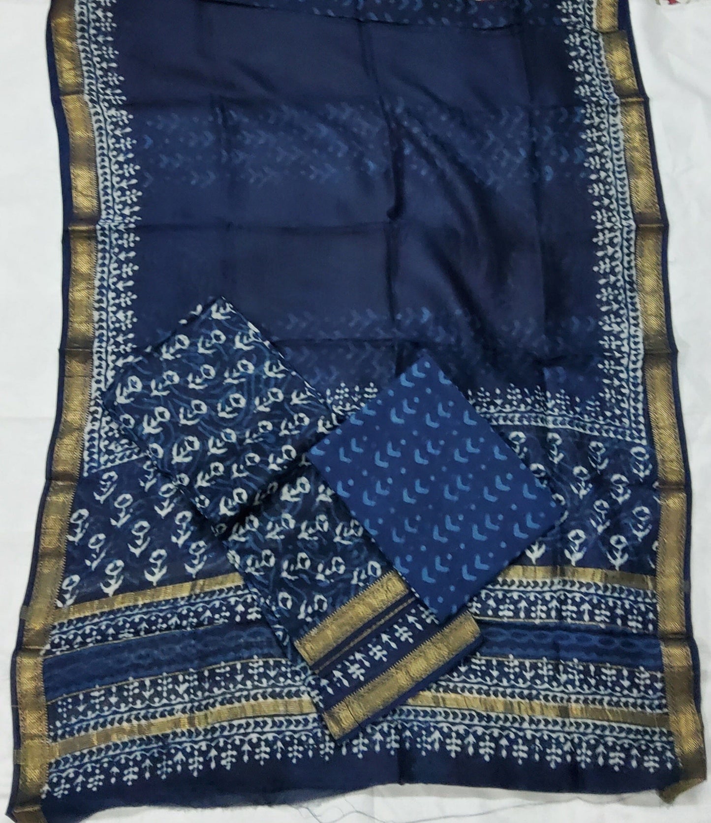 Hand BlockPrint Maheshwari Silk Dress Material