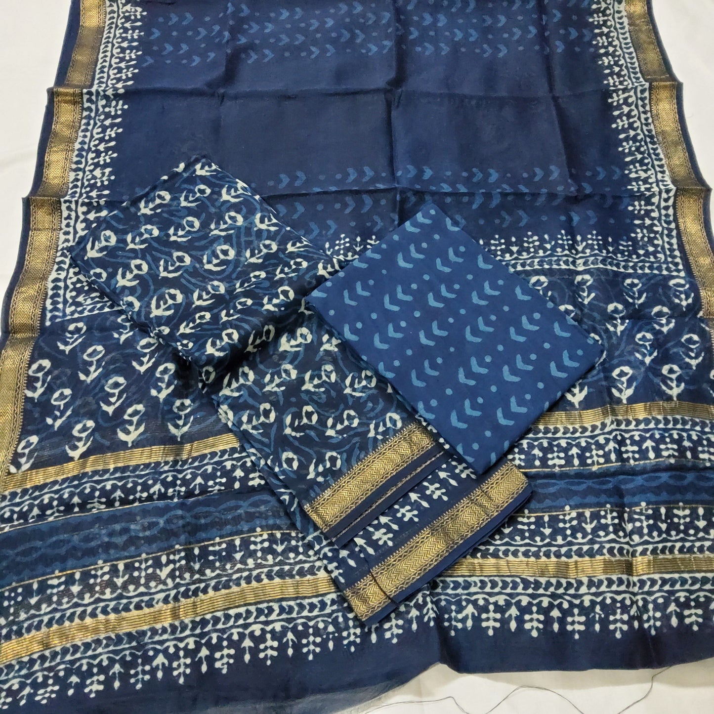 Hand BlockPrint Maheshwari Silk Dress Material