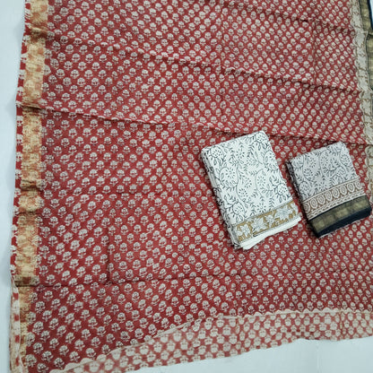 Hand BlockPrint Maheshwari Silk Salwar Suit