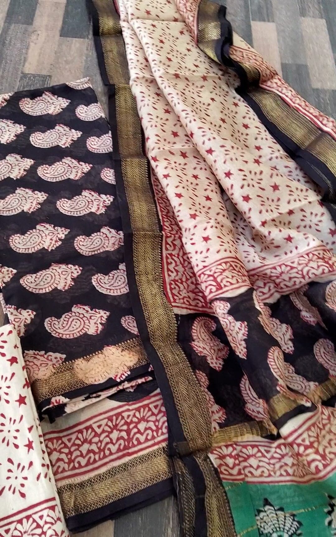 Buy VAMA, Pure Maheshwari silk dress material with full dupatta at Amazon.in