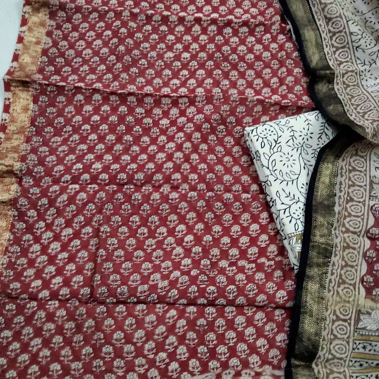 Maheshwari Silk / Cotton Hand Block Printed Dress Material-FRSHACAOCA2 –  Weavesmart
