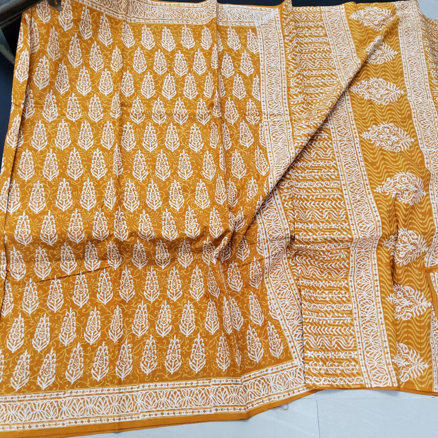 Hand Block Print Soft Cotton Saree with Blouse