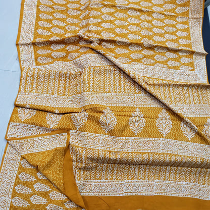 Hand Block Print Soft Cotton Saree with Blouse