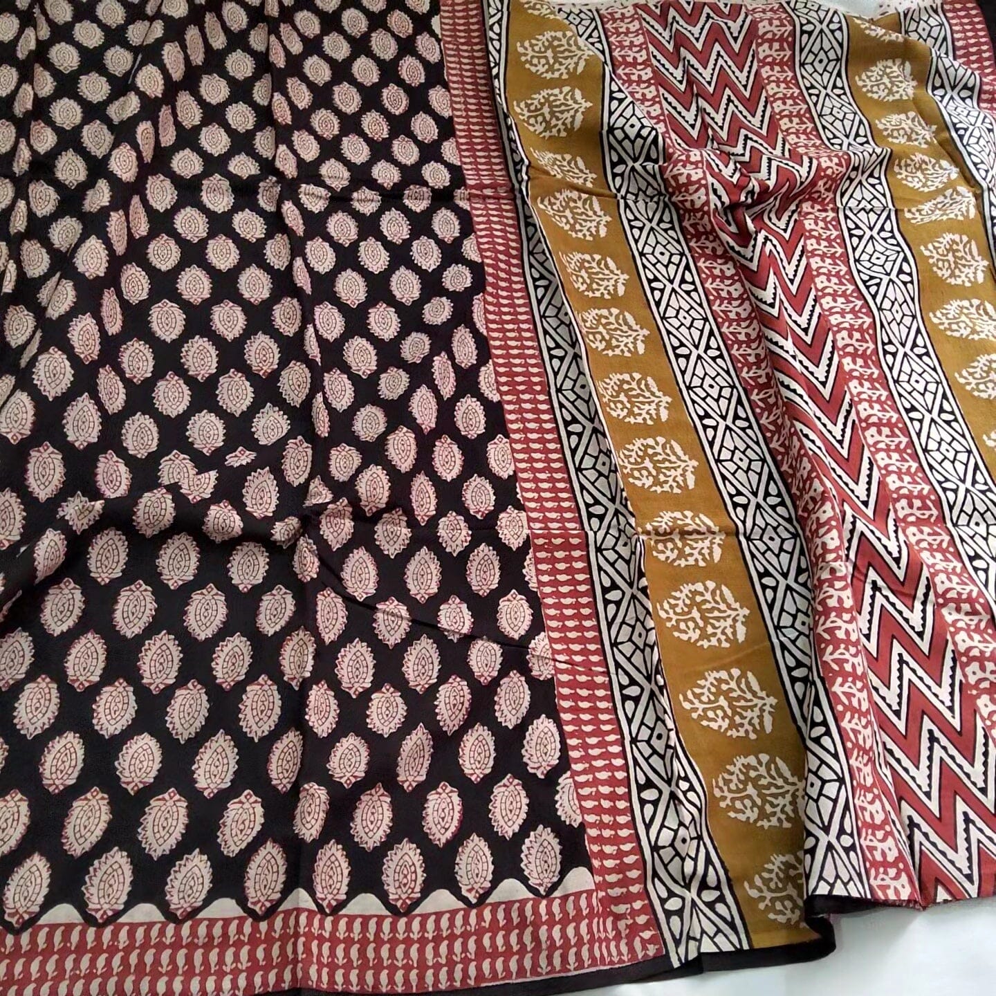 Hand Block Print Soft Cotton Saree with Blouse