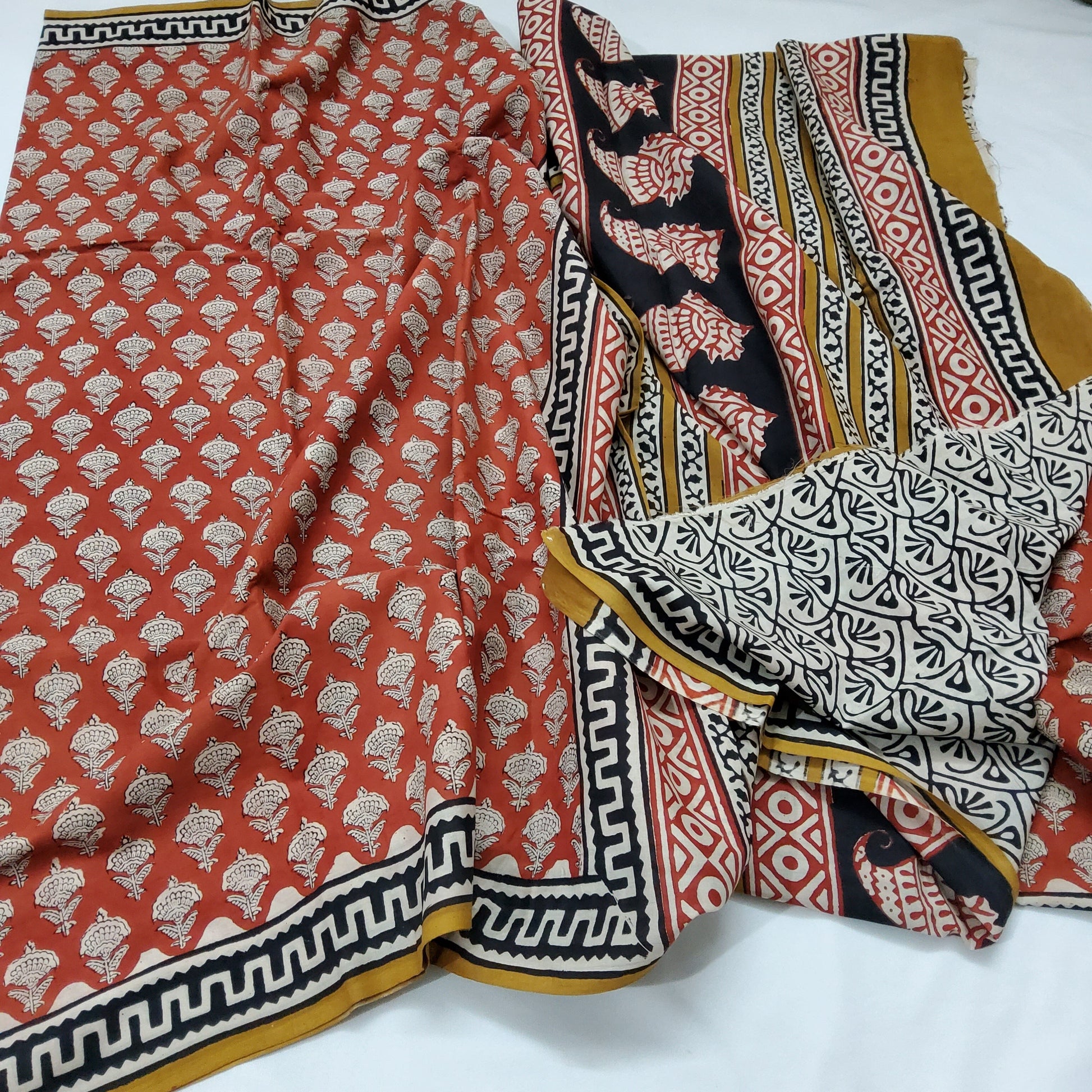 Hand BlockPrint Cotton Saree with Blouse