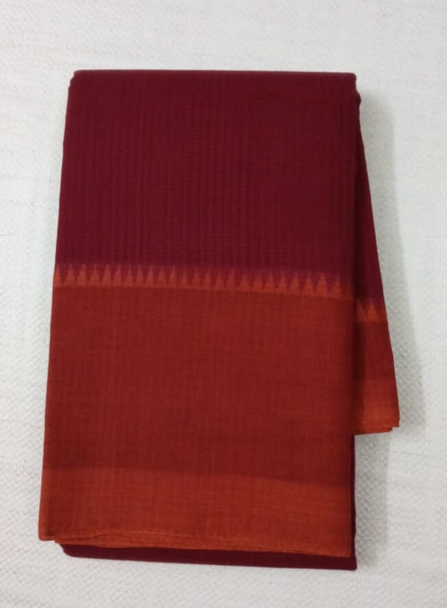 Hand woven Mangalgiri Pure Cotton Thread border Saree with Blouse