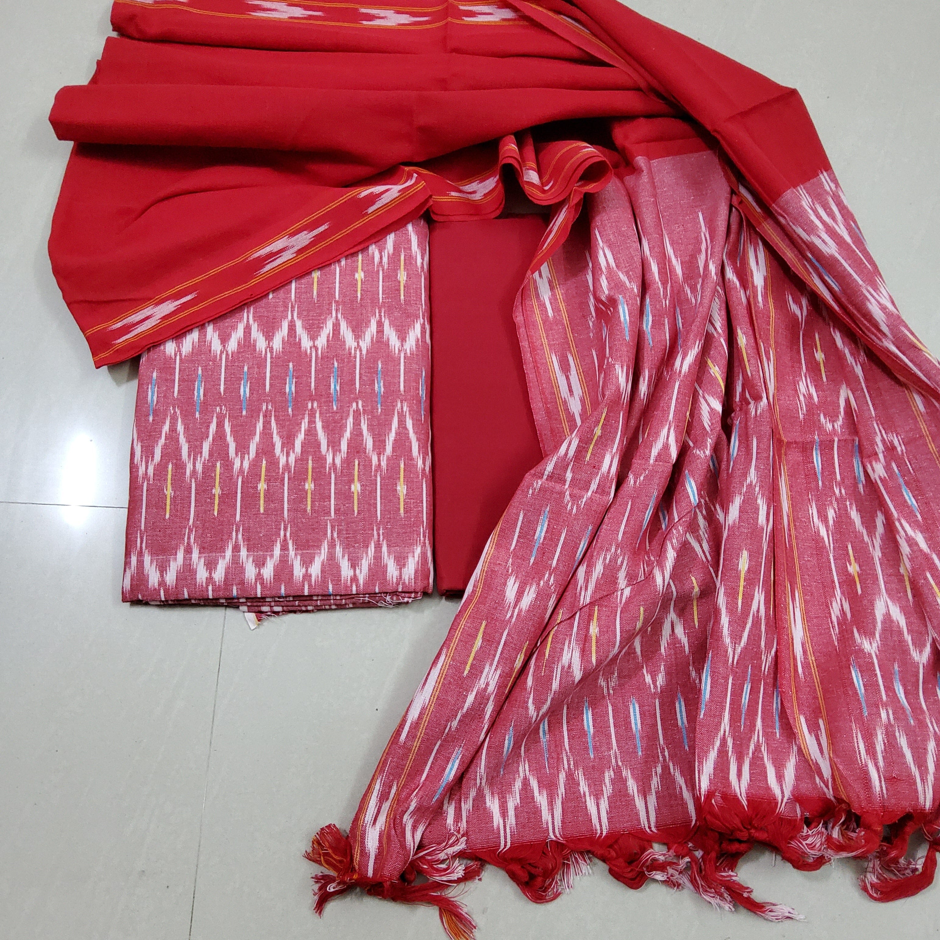 Buy Dark Pink Ikat Dress Material Fabric Online in India at Best Price -  Mom & You Clothing