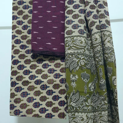 Ikat Kalamkari Cotton dress material Handloom