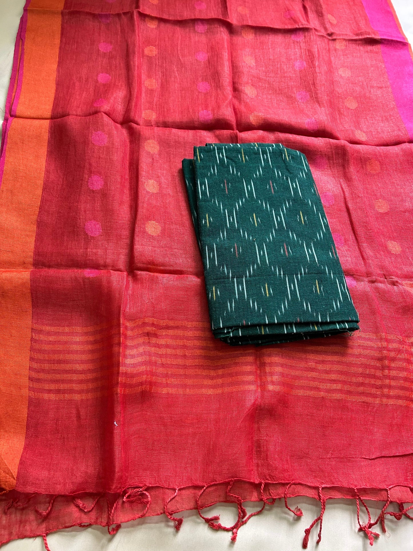 Ikat Linen Top Dupatta Set