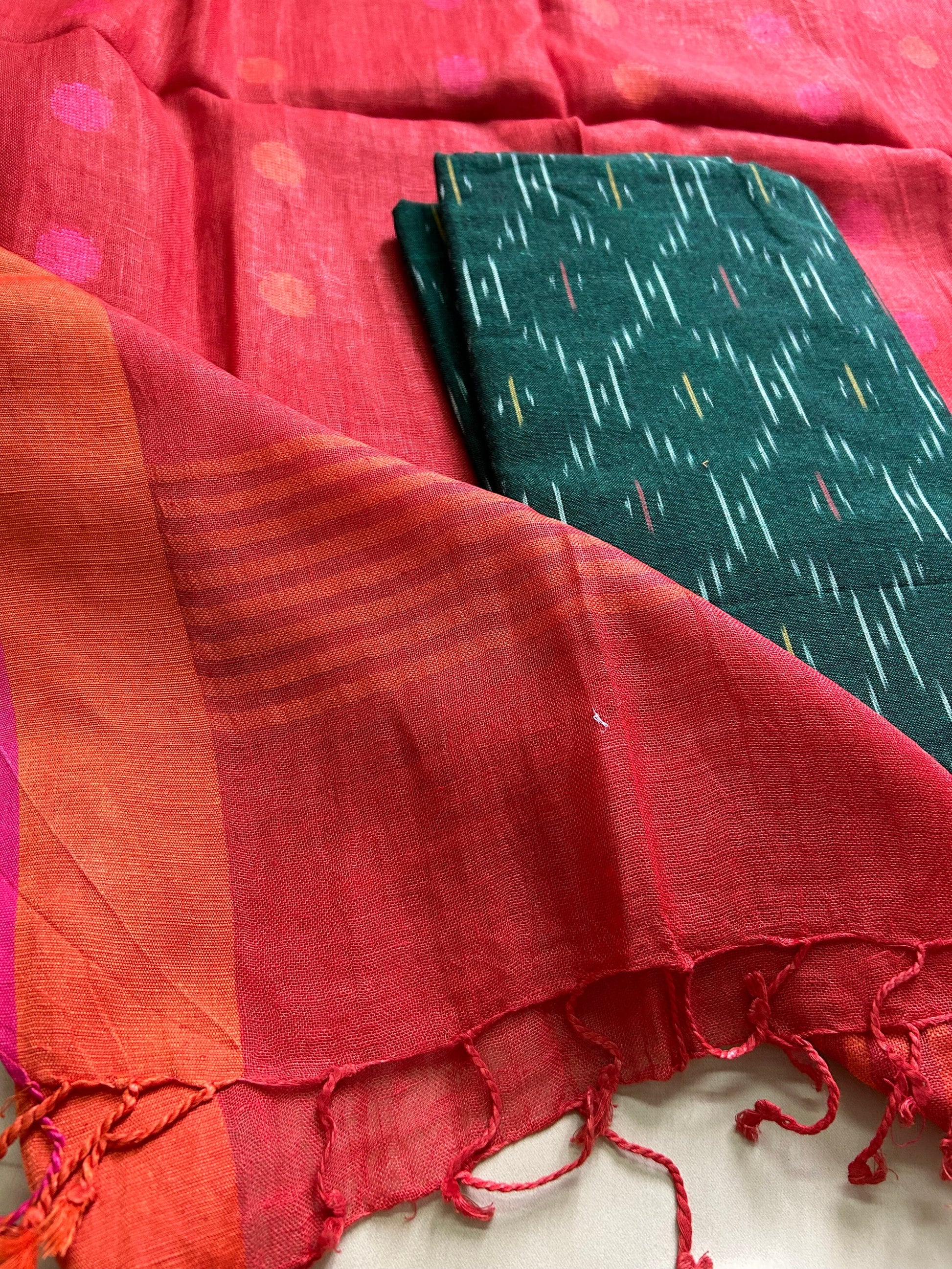 Ikat Linen Top Dupatta Set