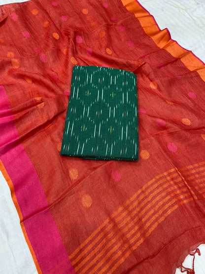 Ikat Linen Top Dupatta Set