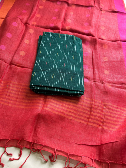 Ikat Linen Top Dupatta Set