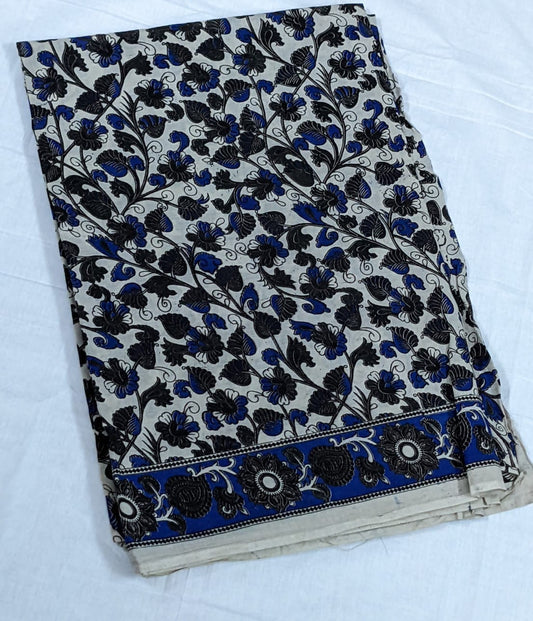 kalamkari Hand Block Printed Malmal Cotton Saree