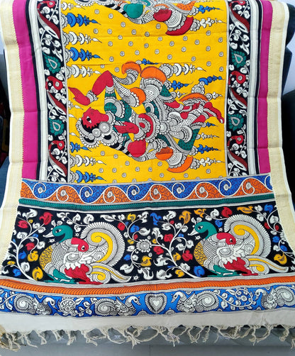 Kalamkari Mangalgiri Cotton Hand Painted Dupatta