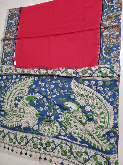 Kalamkari Malmal Cotton Saree with blouse