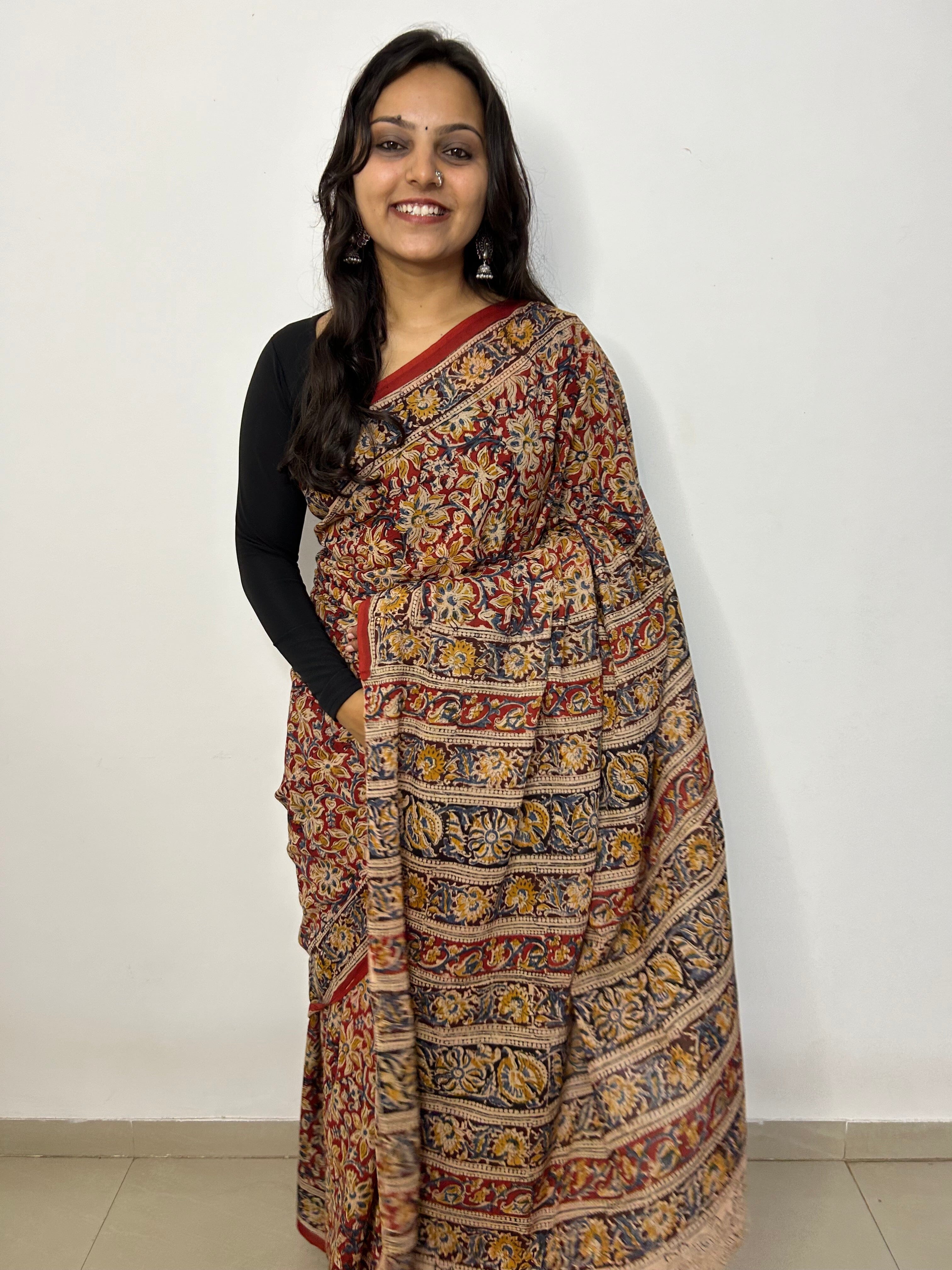 Block Printed Indigo Malmal Cotton Saree with Blouse at Best Price Online |  ekaarambh.com