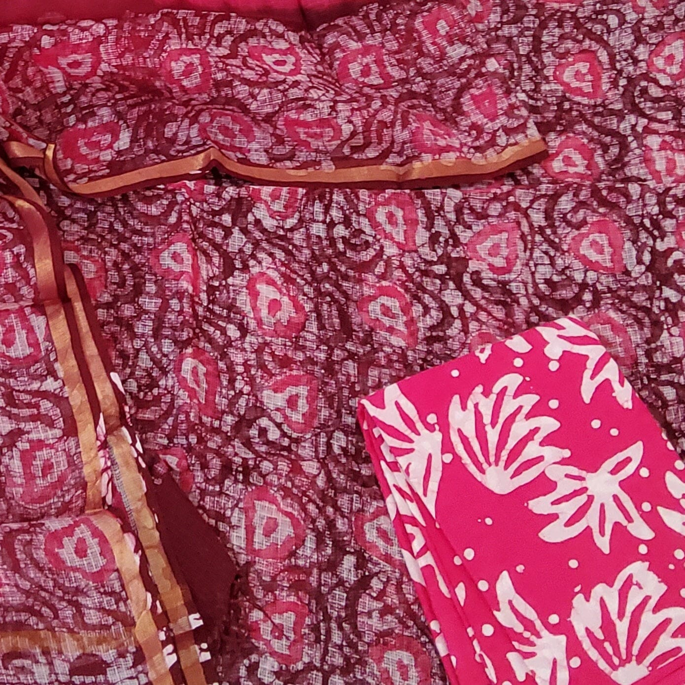 Kota Doriya Hand Block Printed Dress Material