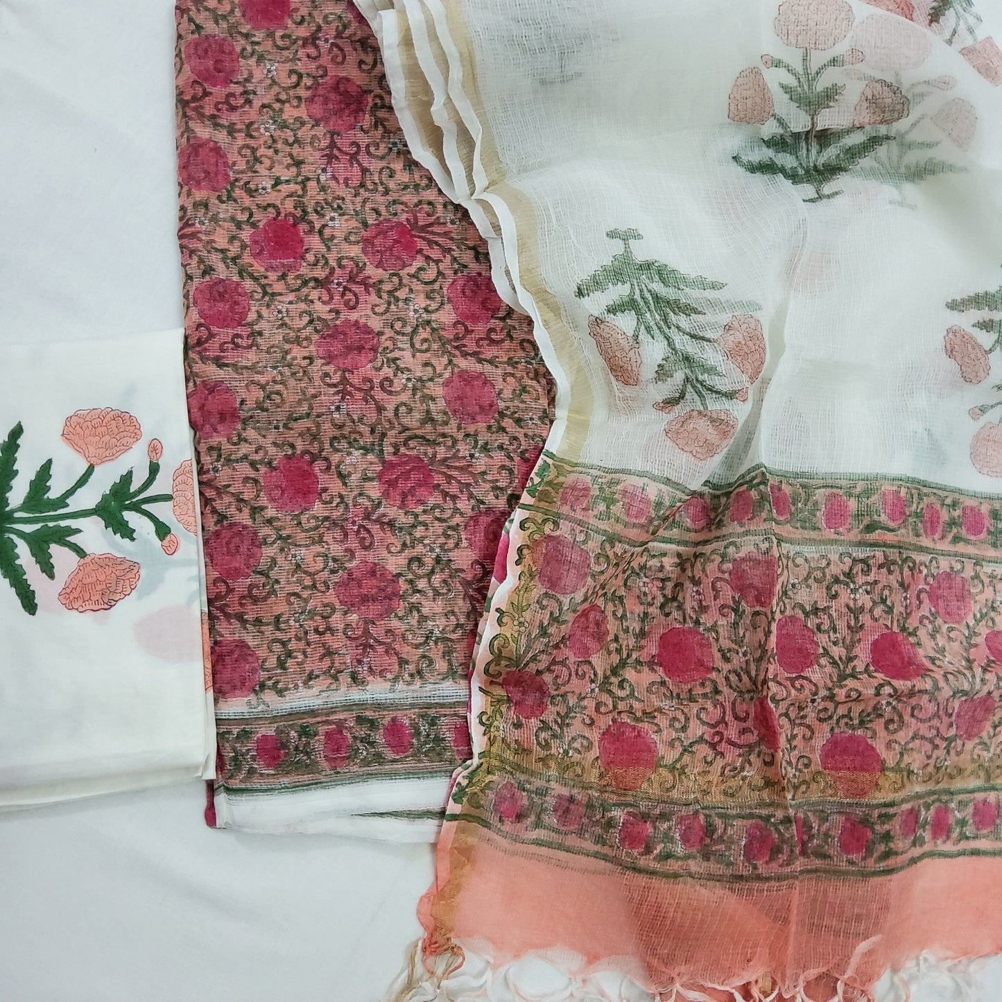 Kota Doriya Hand Block Print Dress Material