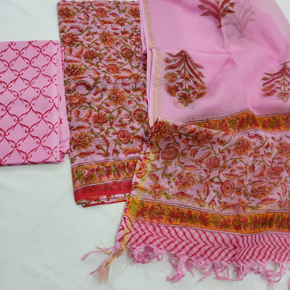 Kota Doriya Hand Block Print Dress Material