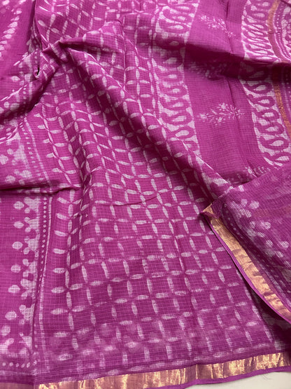 Kota Hand Block Print Saree with Blouse