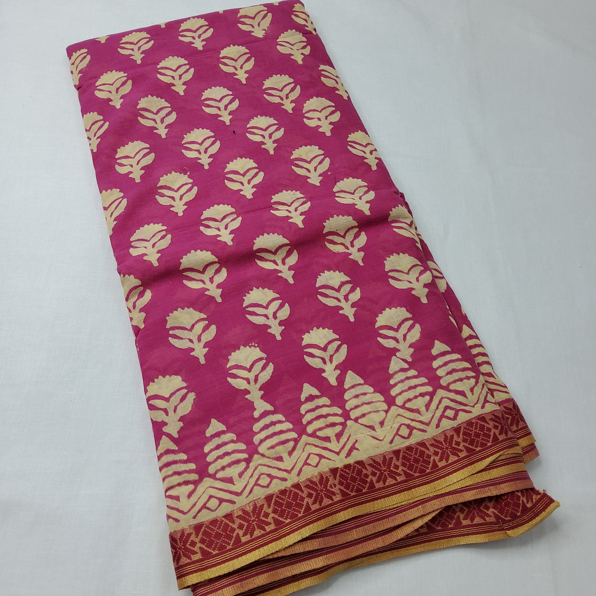 Maheshwari Cotton Hand Block Printed saree with Maheshwari Border