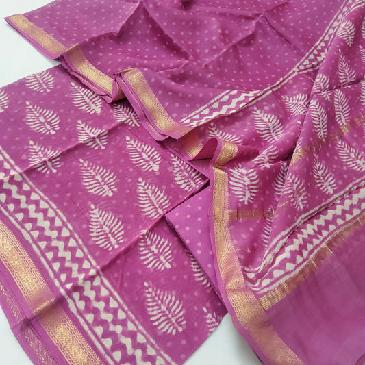 Maheshwari Hand Block Print Silk Salwar Suit