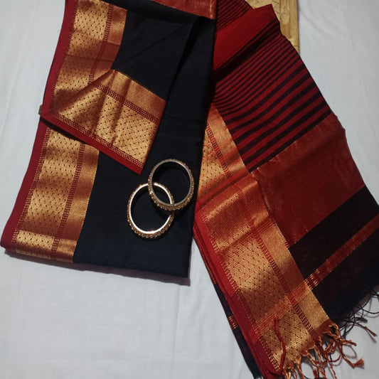 Maheshwari Silk Cotton Saree with Blouse