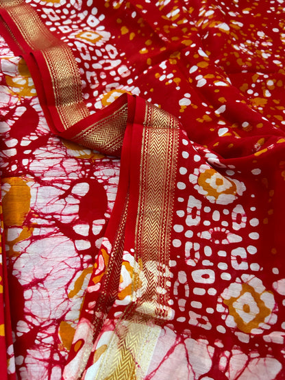 Batik Maheshwari Silk Dress Material