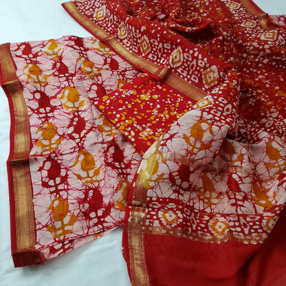 Bagru Hand Block Print Maheshwari Silk Dress Material