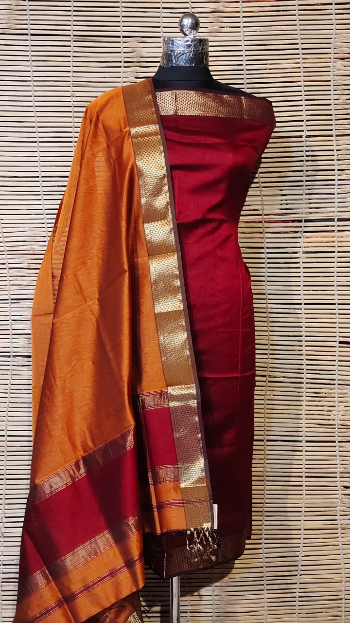 Handloom Maheshwari Silk Top Dupatta Set