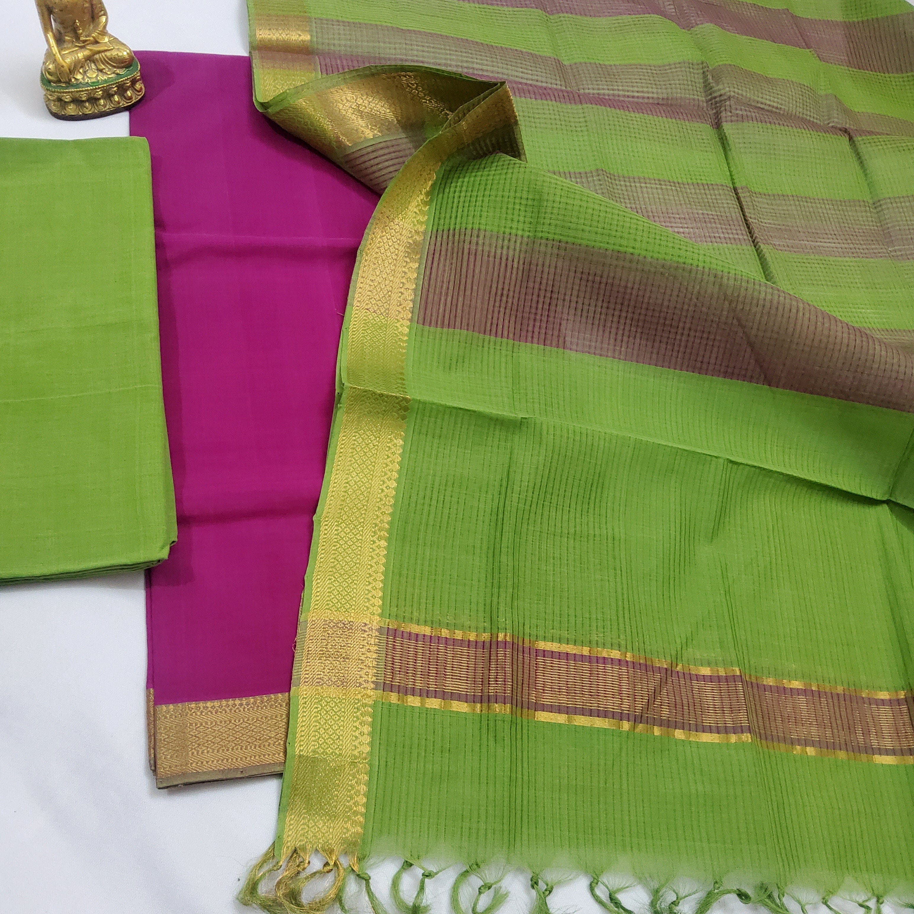 Mangalagiri Kalamkari Cotton Dress Material Set (Unstiched) | Devi Saree  Designers