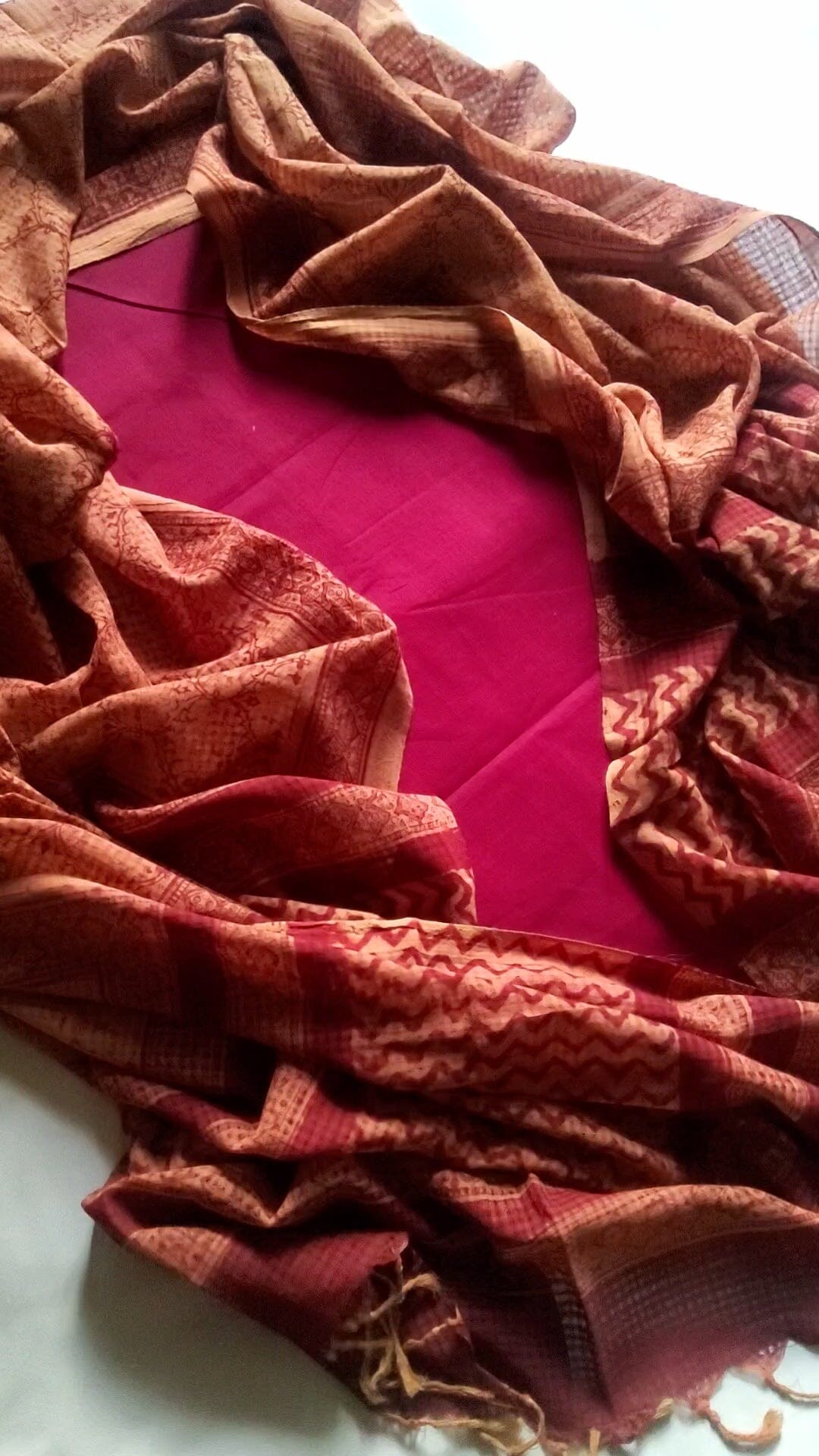 Mangalagiri Cotton Dress Material with Kalamkari Dupatta