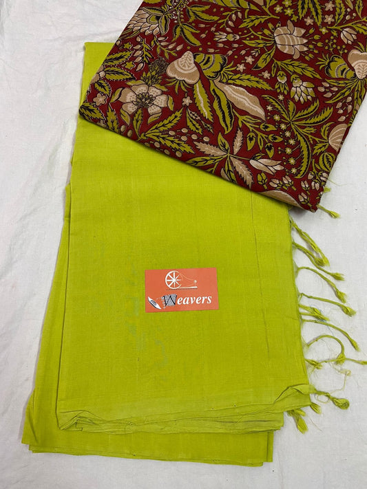 Mangalagiri Hand Woven Cotton Saree with extra Blouse