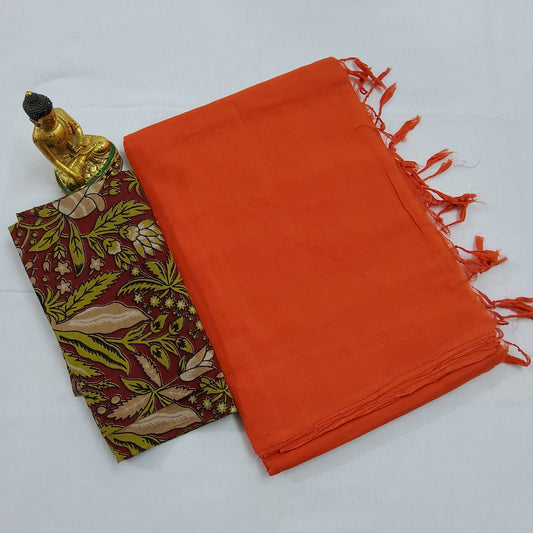 Mangalagiri Hand-Woven Cotton Saree with 2 Blouses
