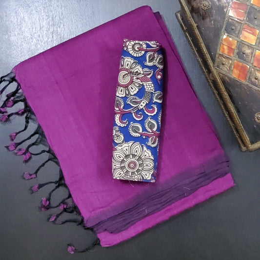 Mangalagiri Hand-Woven Cotton Saree with 2 Blouses