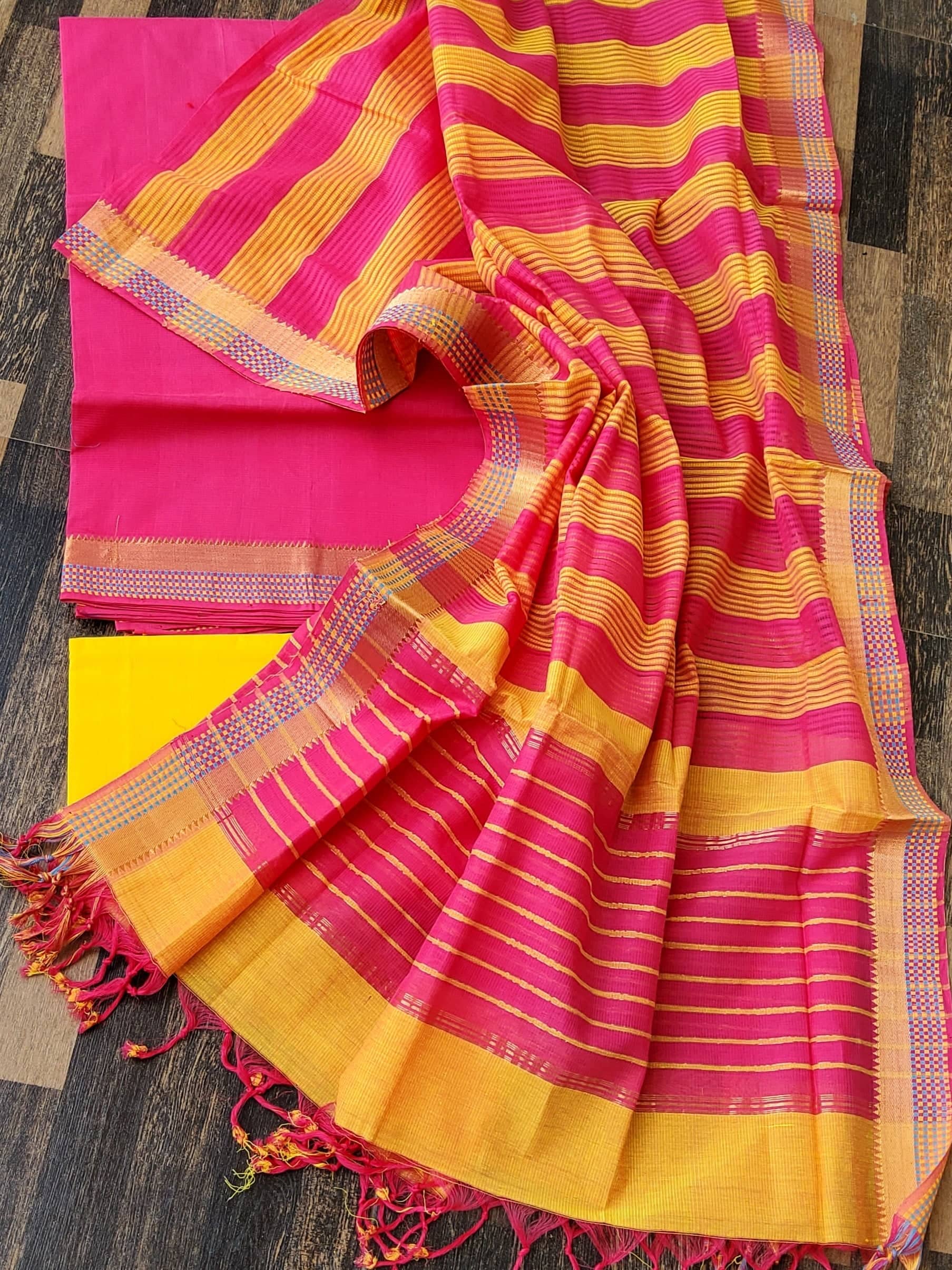 Mangalagiri Handloom Black Color Zari Border Cotton Dress material – Devi  Handlooms