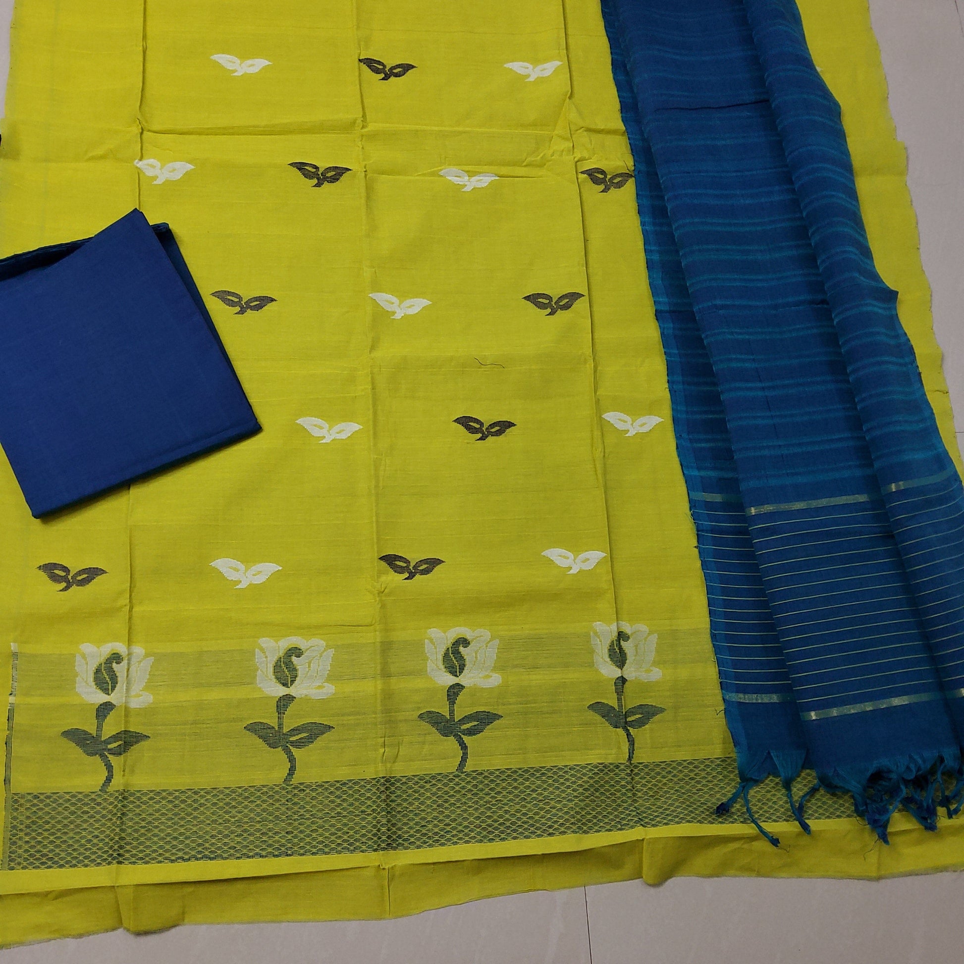 Mangalgiri Cotton Dress Material with Weaving Bootis