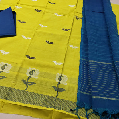 Mangalgiri Cotton Dress Material with Weaving Bootis