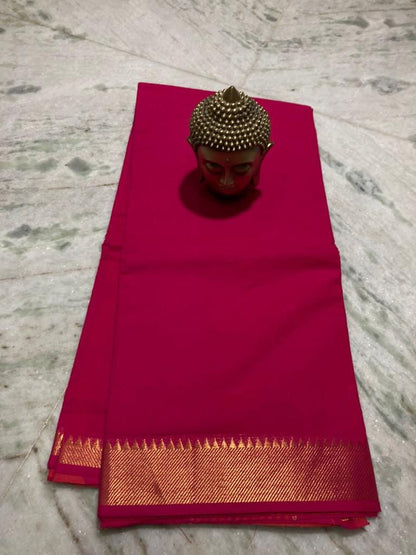 Mangalgiri Cotton Saree with gold zari Border