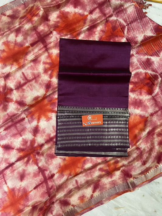Mangalgiri Hand woven Silk Cotton Top Dupatta Set