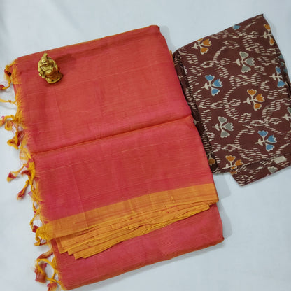 Mangalgiri Silk Cotton Saree with Extra Blouse